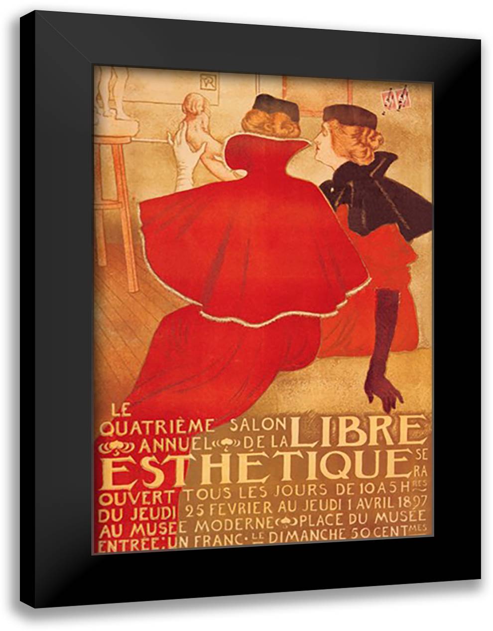 Libre Esthetique 16x22 Black Modern Wood Framed Art Print Poster by Rysselberghe, Theodore Van