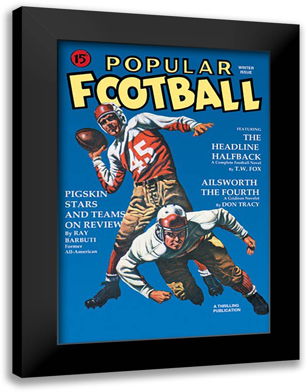 Headline Halfback 16x22 Black Modern Wood Framed Art Print Poster