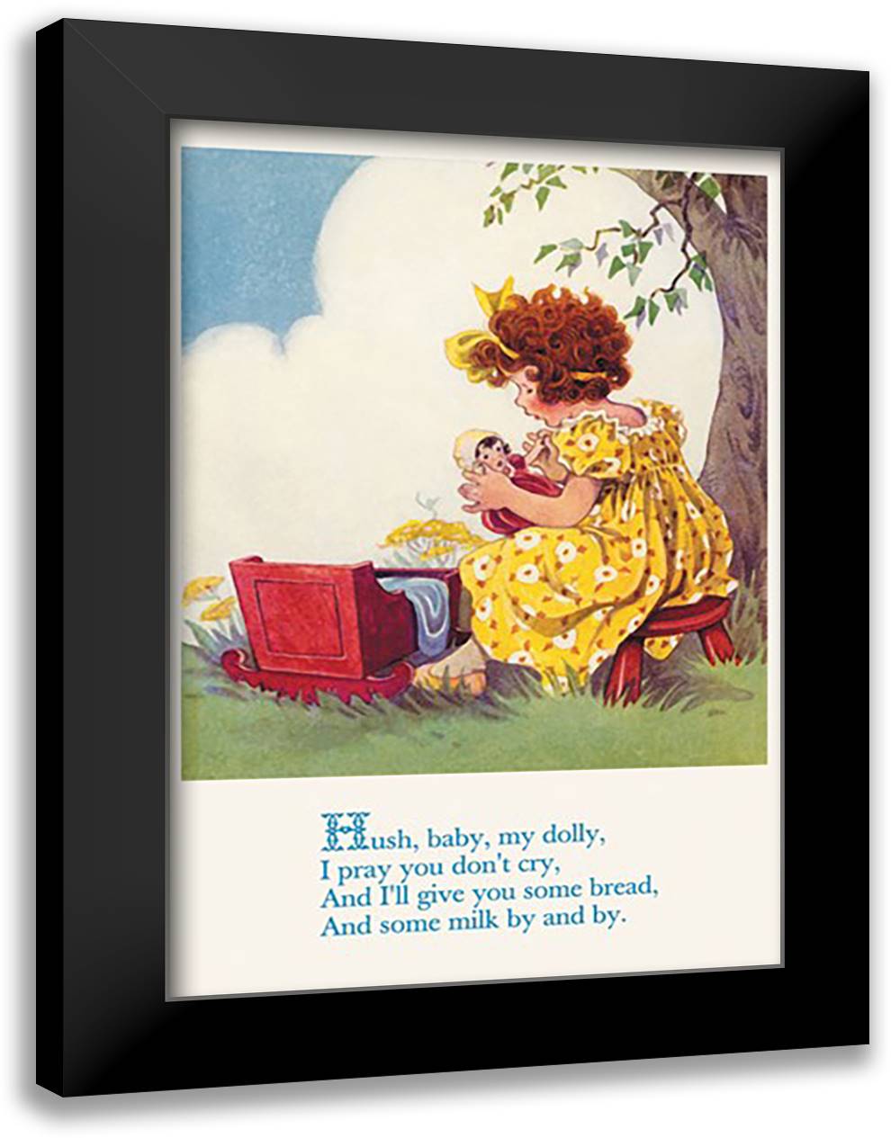 Hush, Baby, My Dolly 16x22 Black Modern Wood Framed Art Print Poster