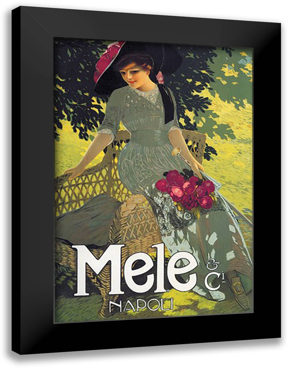 Lady in Green 16x22 Black Modern Wood Framed Art Print Poster by Terzi, Aleardo