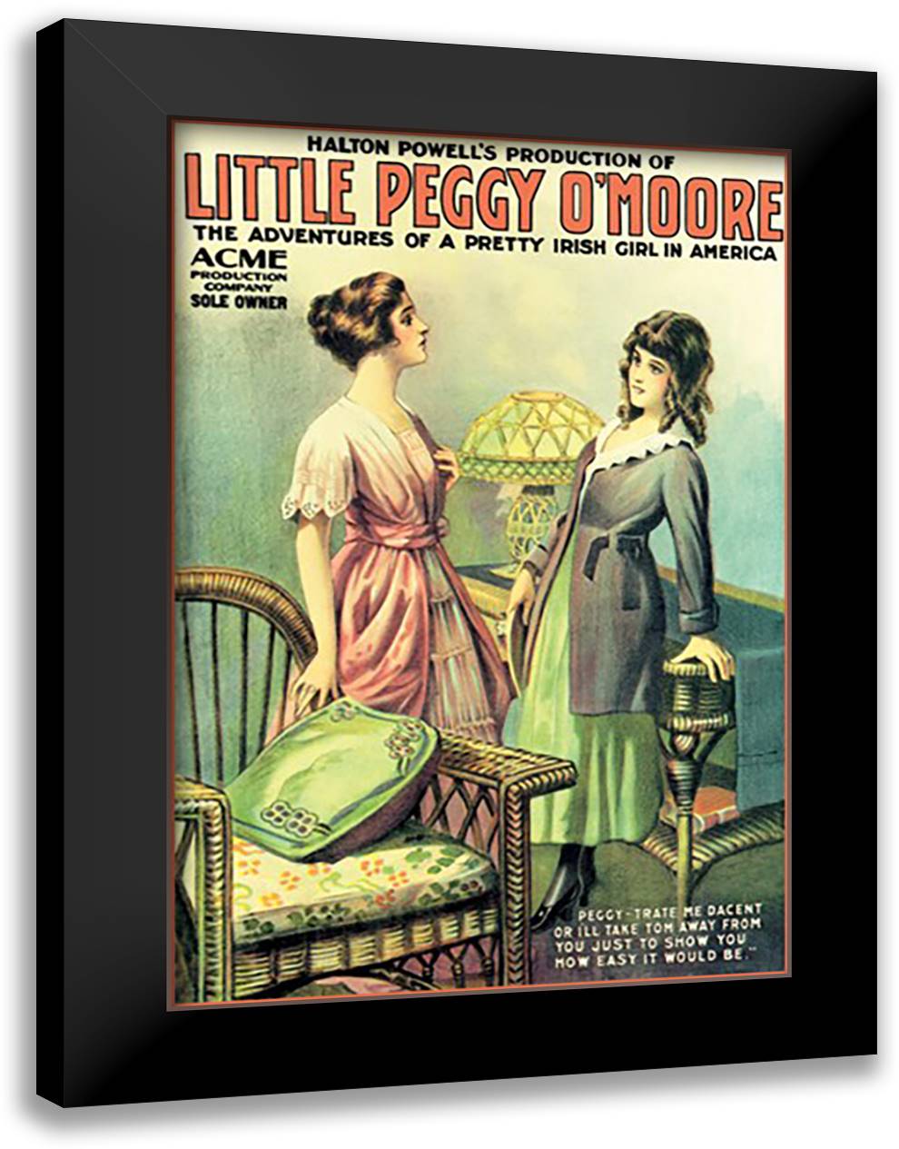 Little Peggy Moore - "Trate Me Dacent!" 16x22 Black Modern Wood Framed Art Print Poster