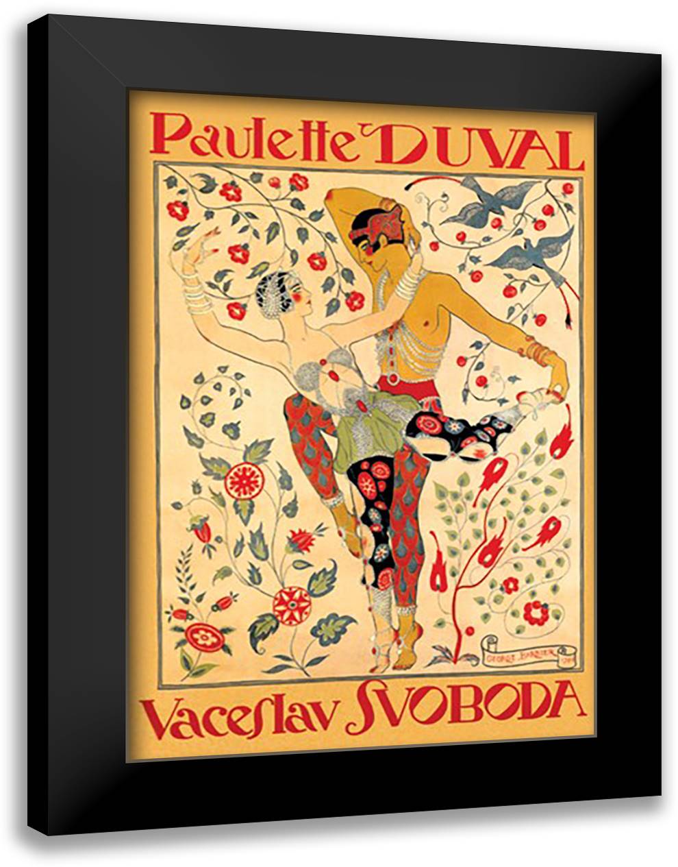 Paulette Duval and Vaceslv Svoboda Dance 16x22 Black Modern Wood Framed Art Print Poster by Barbier, Georges