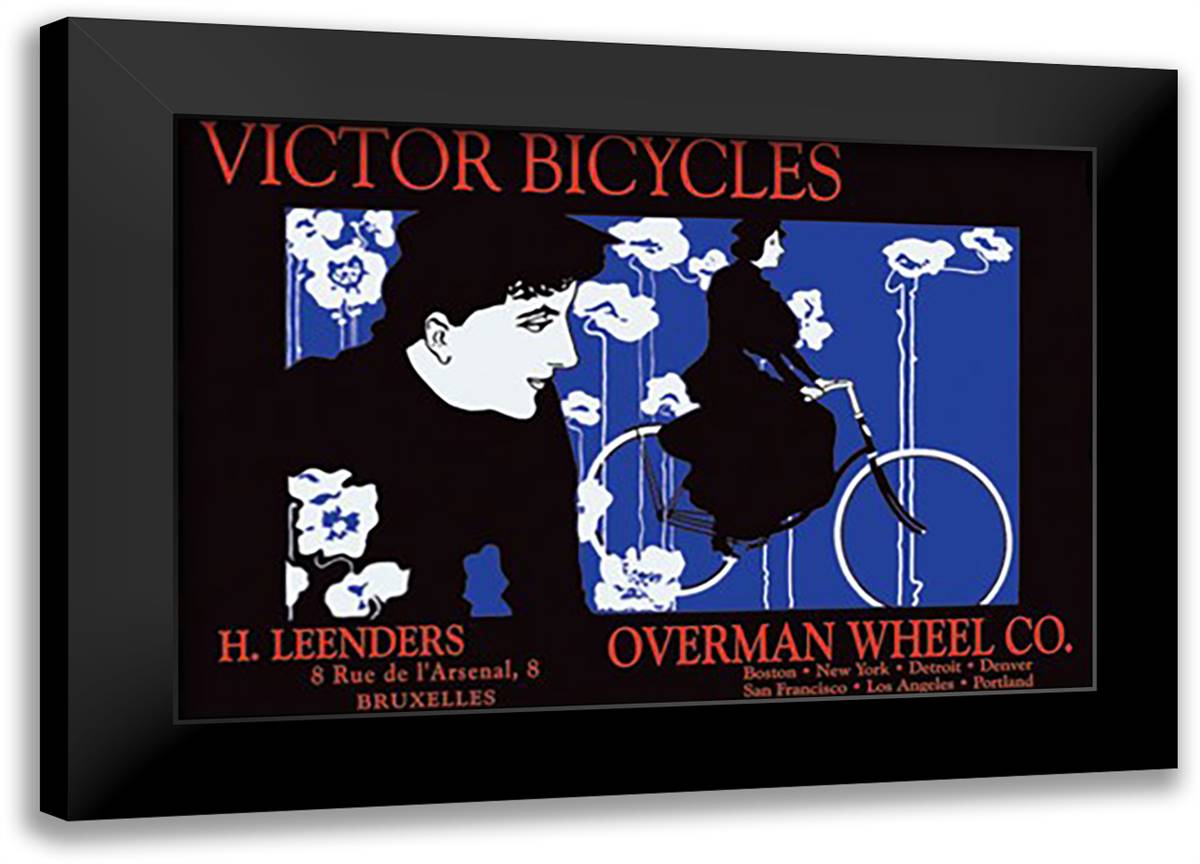 Victor Bicycles: Overman Wheel Company 22x16 Black Modern Wood Framed Art Print Poster by Bradley, William H.
