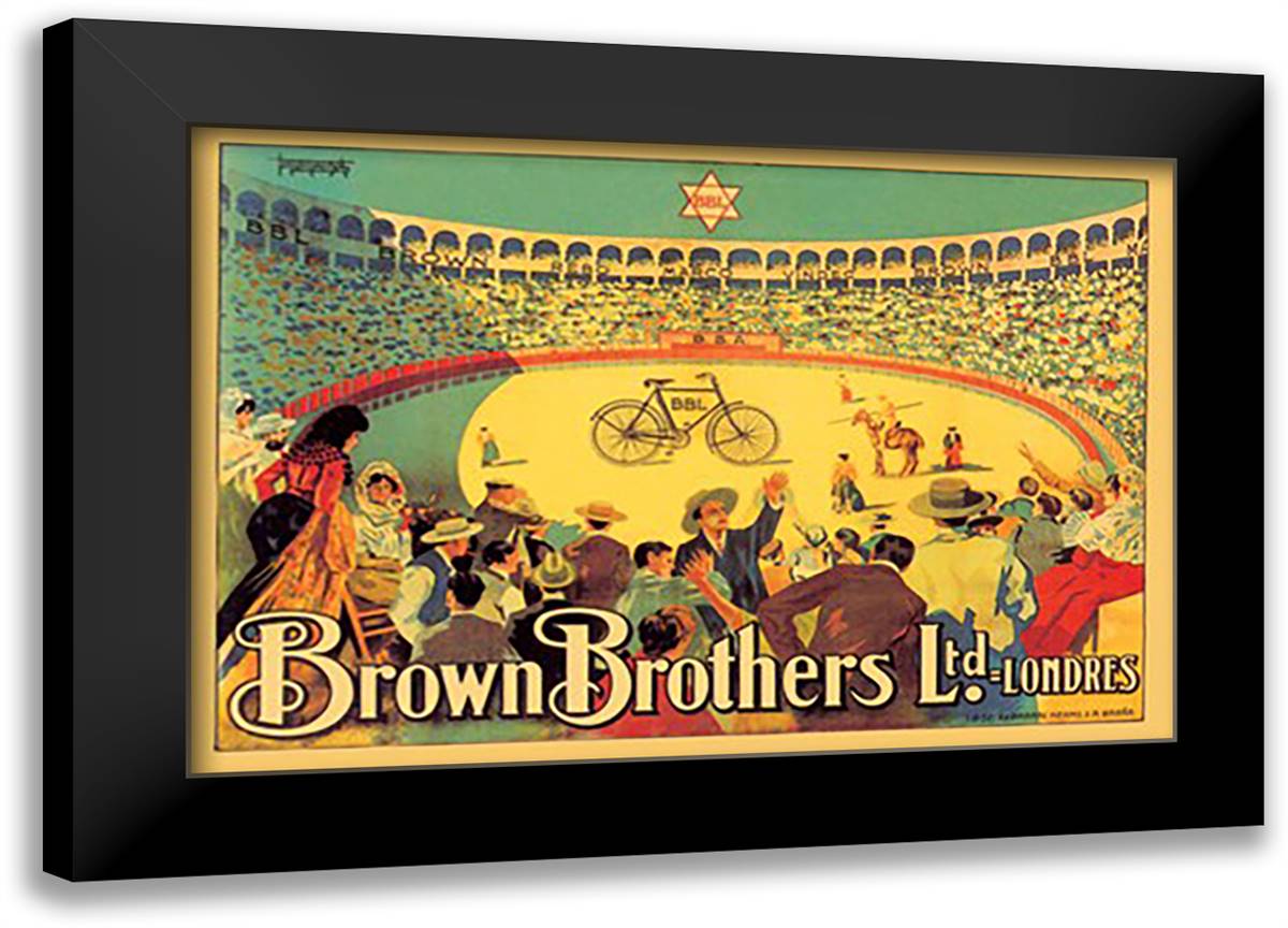 Brown Brothers Bicycles 22x16 Black Modern Wood Framed Art Print Poster by Muntanya, J.