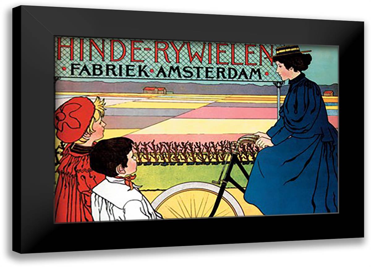 Hinde-Rywielen Factory in Amsterdam 22x16 Black Modern Wood Framed Art Print Poster by Caspel, Johan Georg Van