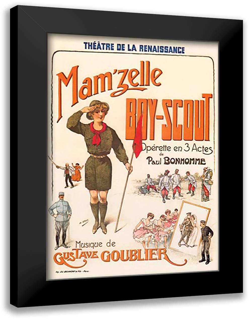 Mam'zelle Boy-Scout 16x22 Black Modern Wood Framed Art Print Poster