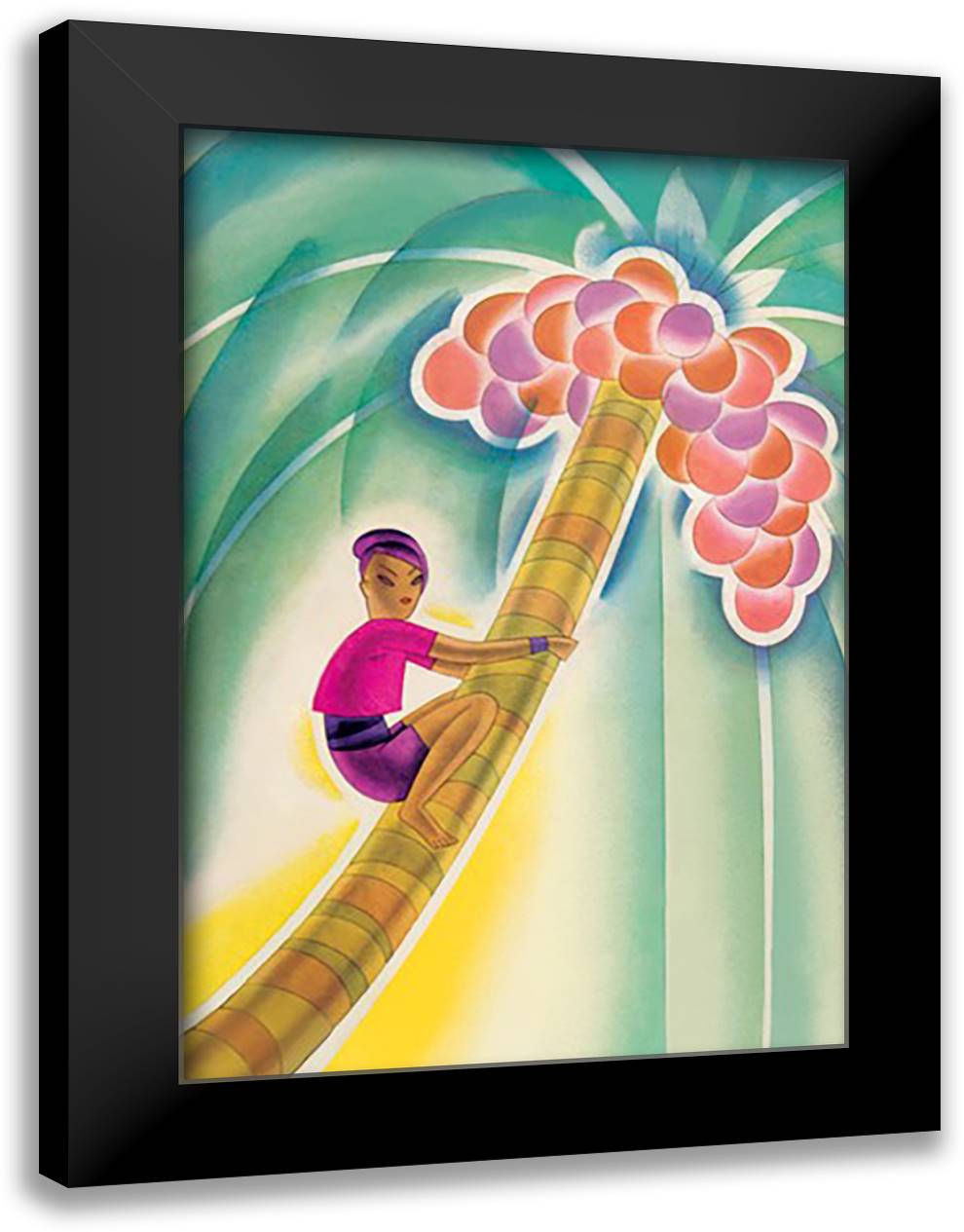 Asia Magazine: Coco-Palm 16x22 Black Modern Wood Framed Art Print Poster by McIntosh, Frank