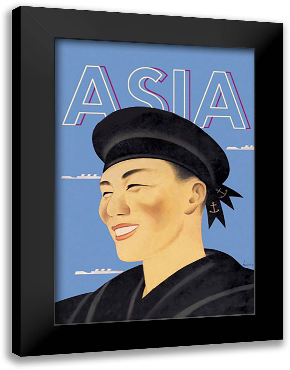 Asia Magazine: Japanese Sailor 16x22 Black Modern Wood Framed Art Print Poster by McIntosh, Frank