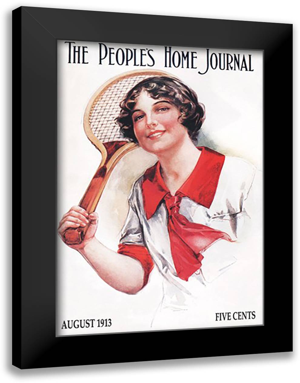People's Home Journal: Tennis 16x22 Black Modern Wood Framed Art Print Poster