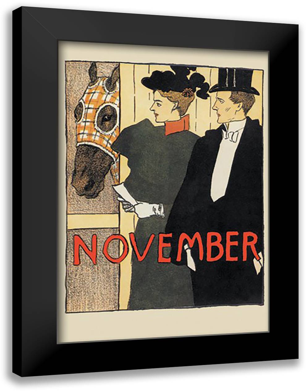 November in the Stable 16x22 Black Modern Wood Framed Art Print Poster
