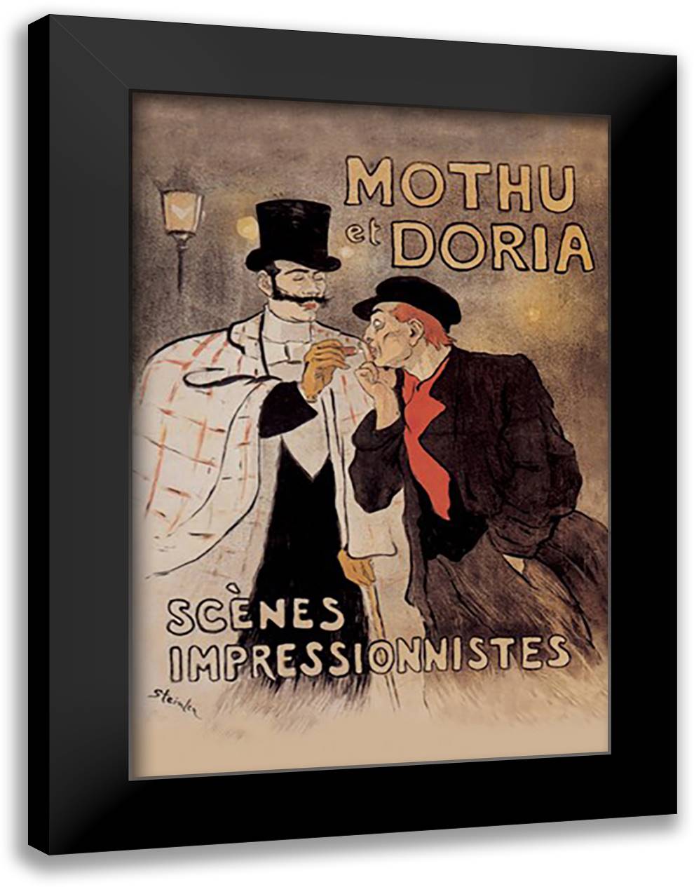 Mothu et Doria 16x22 Black Modern Wood Framed Art Print Poster by Steinlen, Theophile-Alexandre