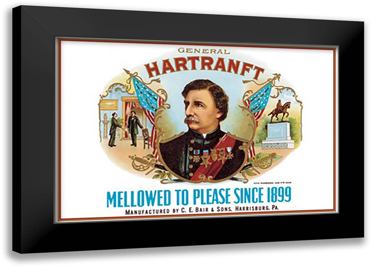 General Hartranft Cigars 22x16 Black Modern Wood Framed Art Print Poster