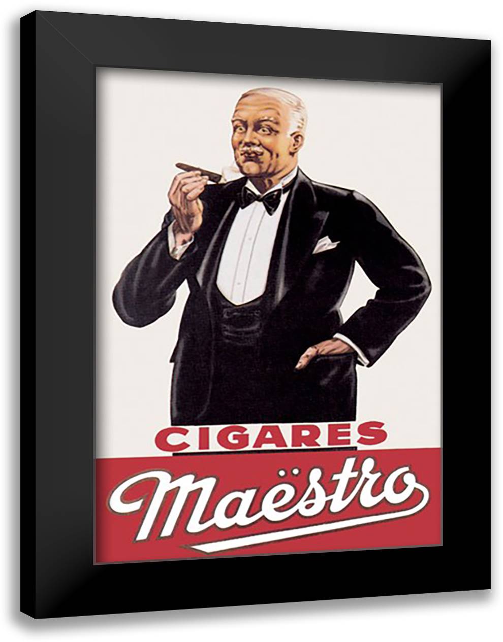 Maestro Cigares 16x22 Black Modern Wood Framed Art Print Poster