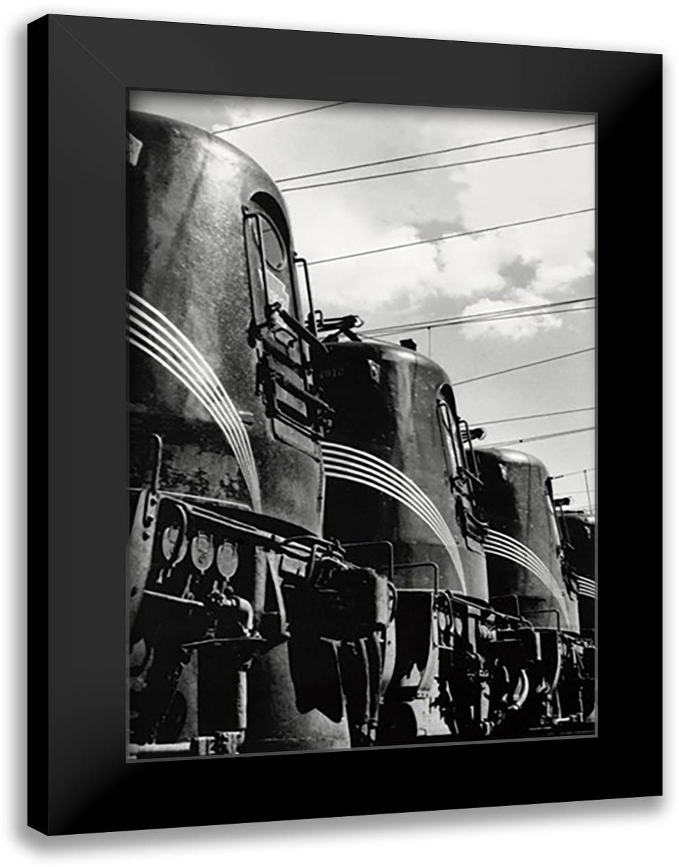Monsters at Rest - Diesel Trains 16x22 Black Modern Wood Framed Art Print Poster