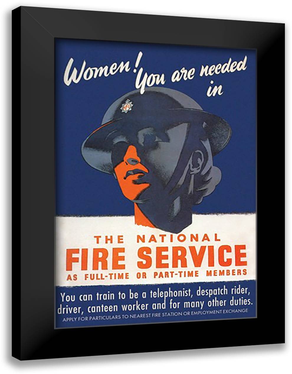 Women! You are Needed in the National Fire Service 16x22 Black Modern Wood Framed Art Print Poster by Gibbons, George