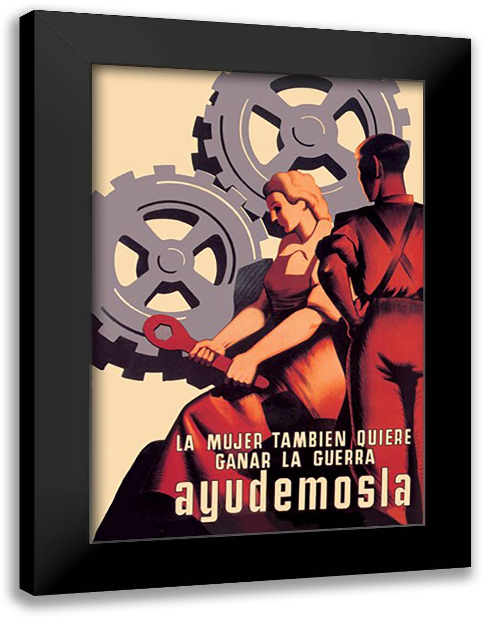 Mujer Tambien Quiere Ganar La Guerra Ayudemosla 16x22 Black Modern Wood Framed Art Print Poster