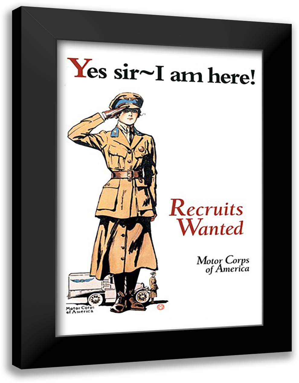 Recruits Wanted: Motor Corps of America 16x22 Black Modern Wood Framed Art Print Poster by Penfield, Edward