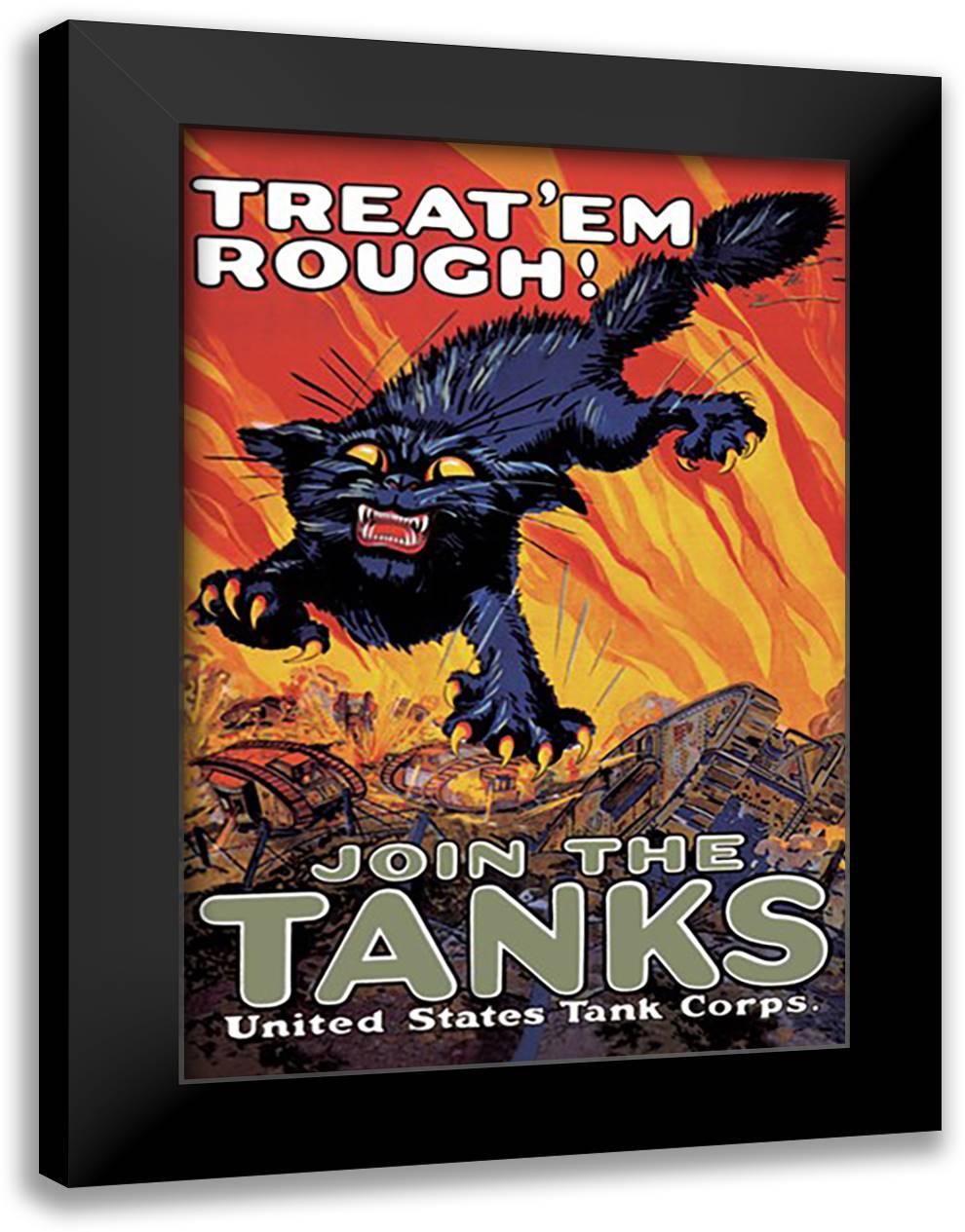 Treat 'em Rough: Join the Tanks 16x22 Black Modern Wood Framed Art Print Poster by Hutaf