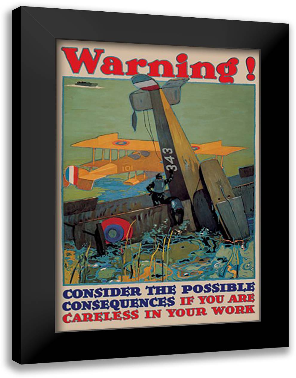 Warning! Consider the Consequences 16x22 Black Modern Wood Framed Art Print Poster by Britton, Ln