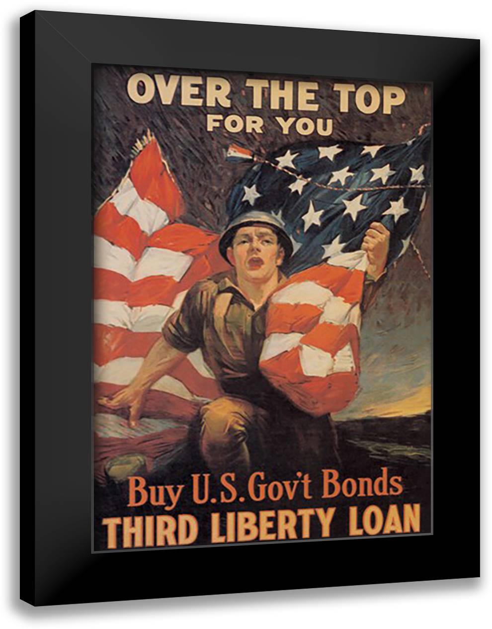 Over the Top for You - Third Liberty Loan 16x22 Black Modern Wood Framed Art Print Poster by Reisenberg