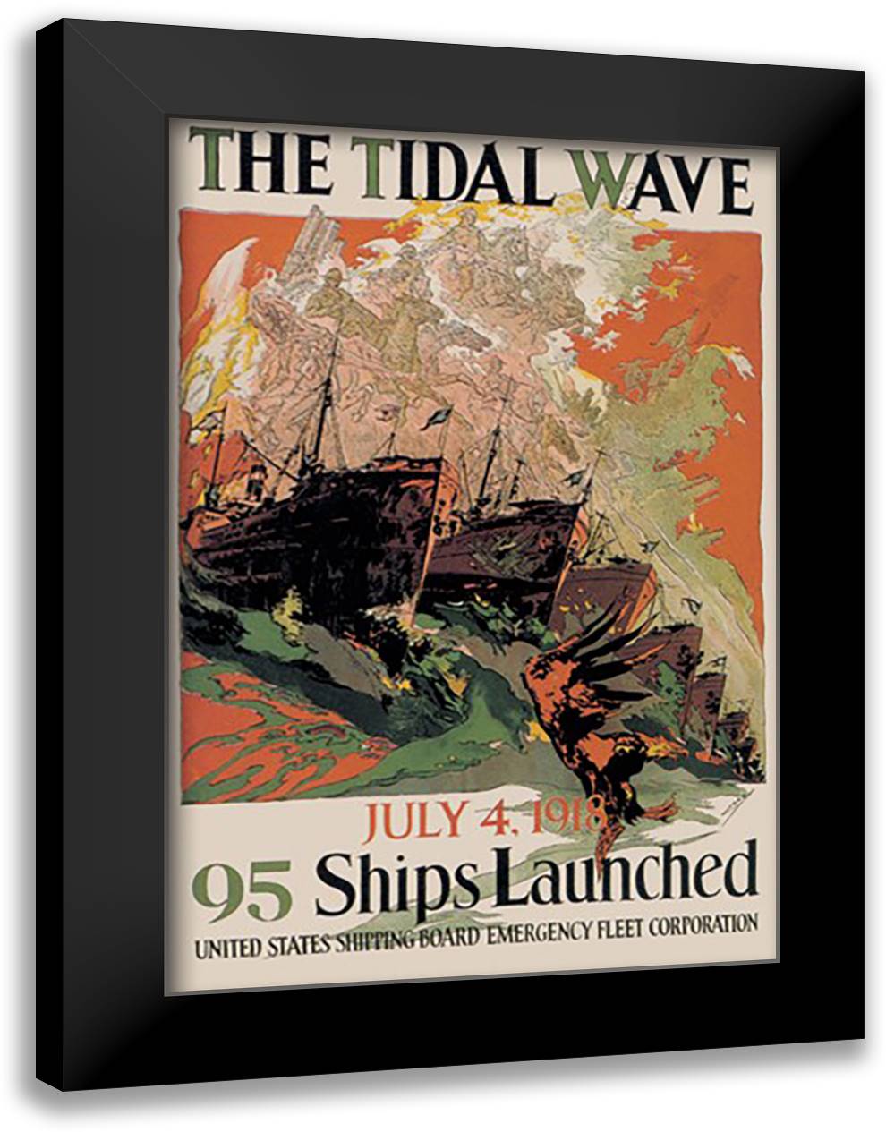 Tidal Wave 16x22 Black Modern Wood Framed Art Print Poster by Florencia Coll