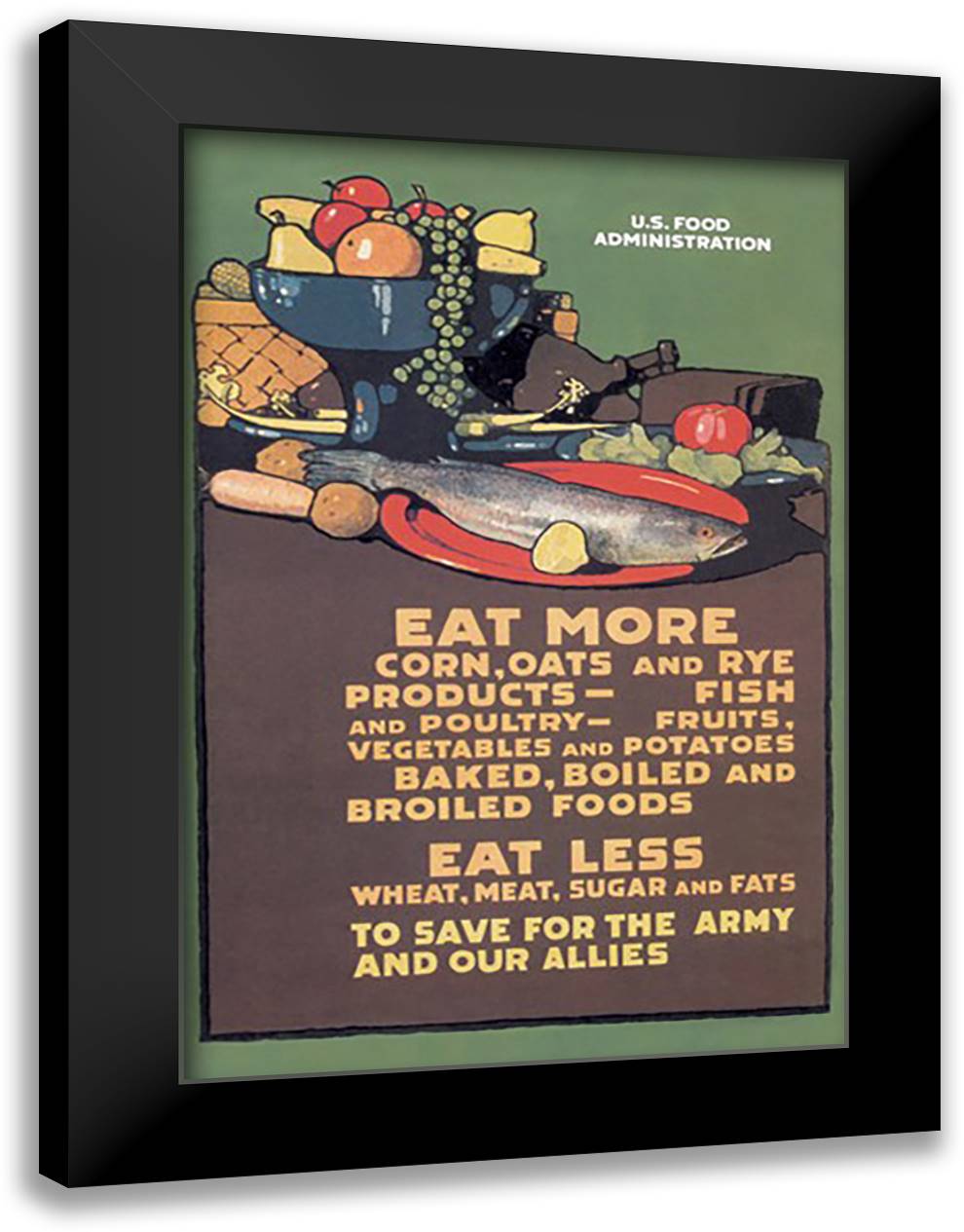 U.S. Food Administration Advisory 16x22 Black Modern Wood Framed Art Print Poster by Britton, Ln