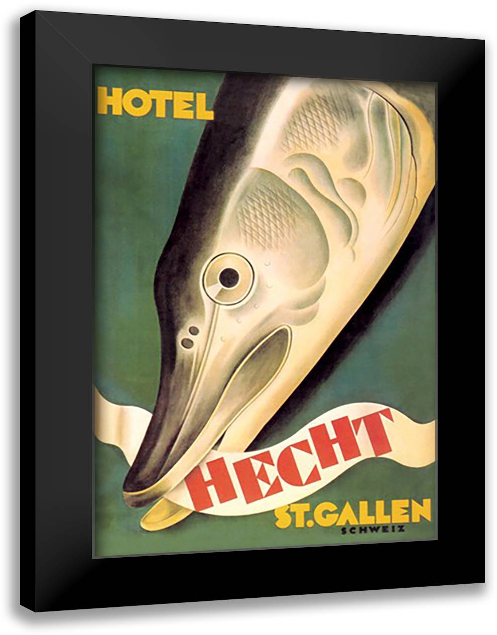 Hotel Hecht, St. Gallen 16x22 Black Modern Wood Framed Art Print Poster by Kuhn, Charles