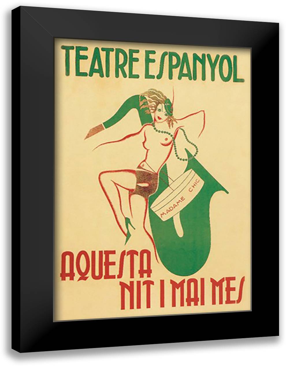 Theater Espanyol 16x22 Black Modern Wood Framed Art Print Poster by Sunyol, A.