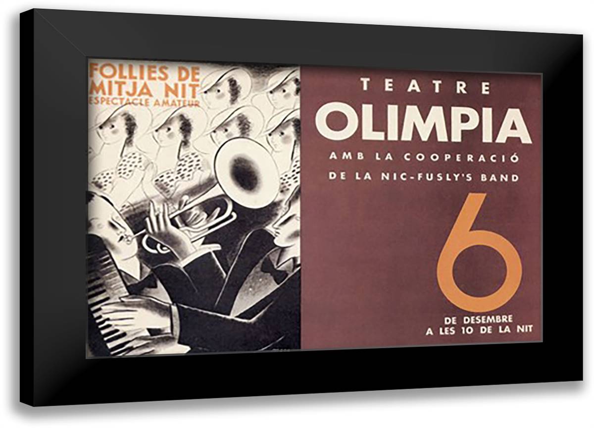 Theatre Olimpia 22x16 Black Modern Wood Framed Art Print Poster by Mora, E.