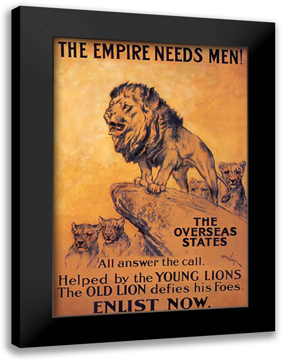 Empire Needs Men 16x22 Black Modern Wood Framed Art Print Poster by Wardle, K.