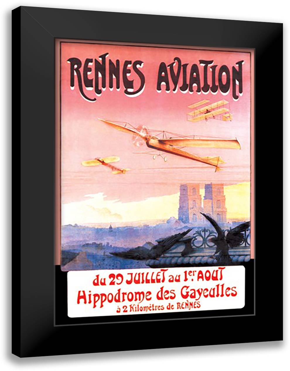 Rennes Aviation 16x22 Black Modern Wood Framed Art Print Poster by Boursier, F.