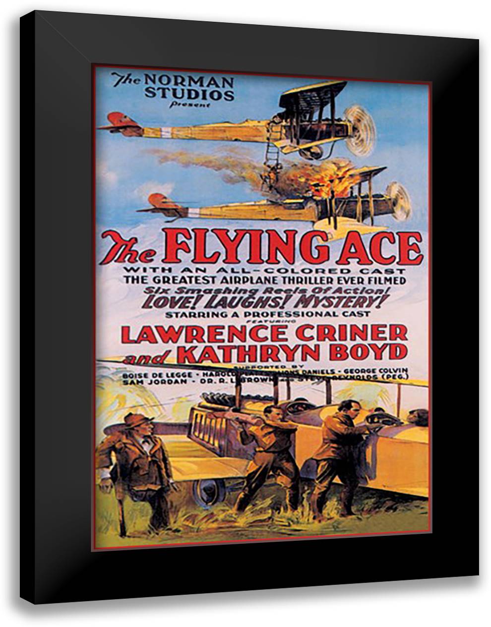 Flying Ace Movie Poster 16x22 Black Modern Wood Framed Art Print Poster