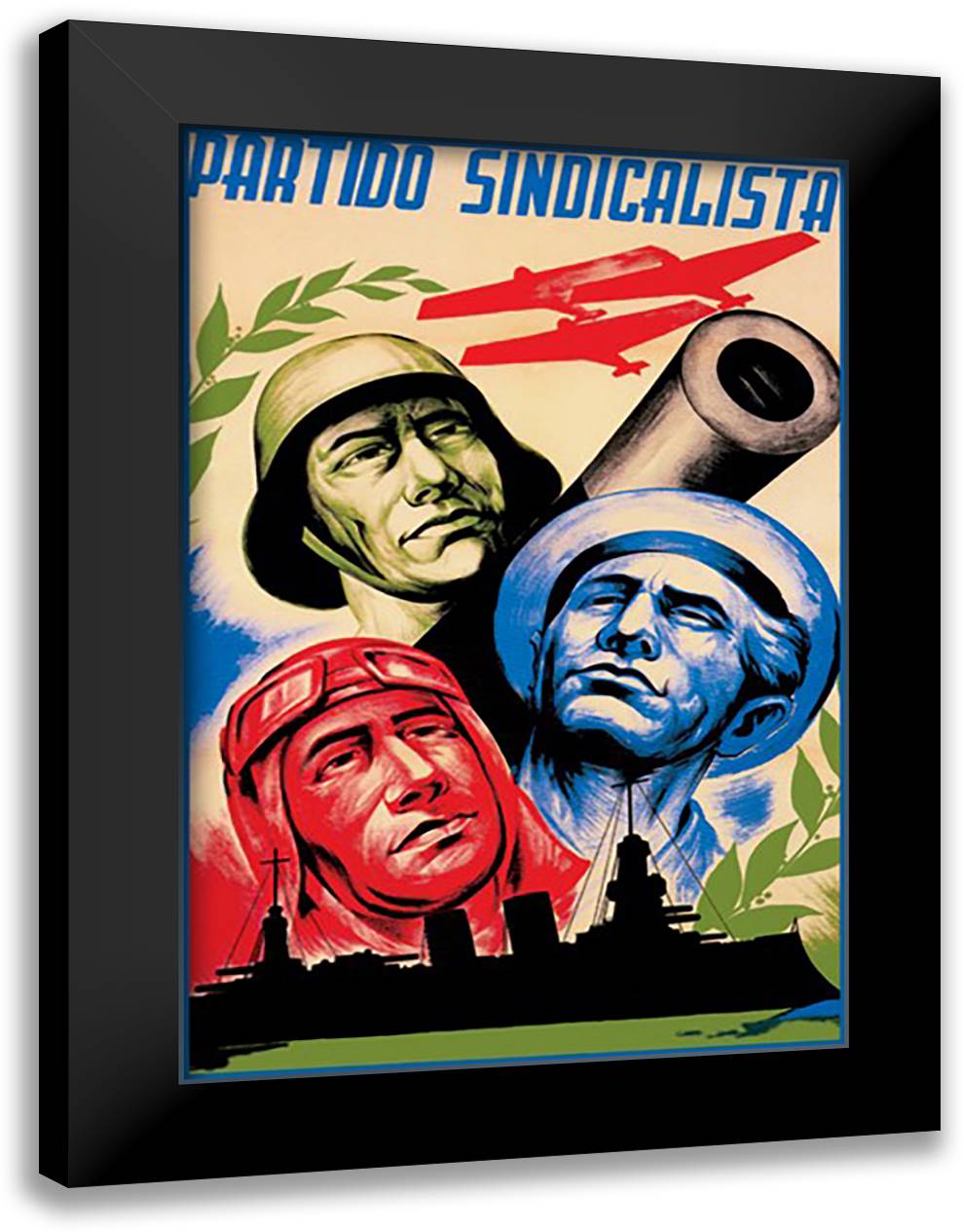 Partido Sindicalista 16x22 Black Modern Wood Framed Art Print Poster by Monleon
