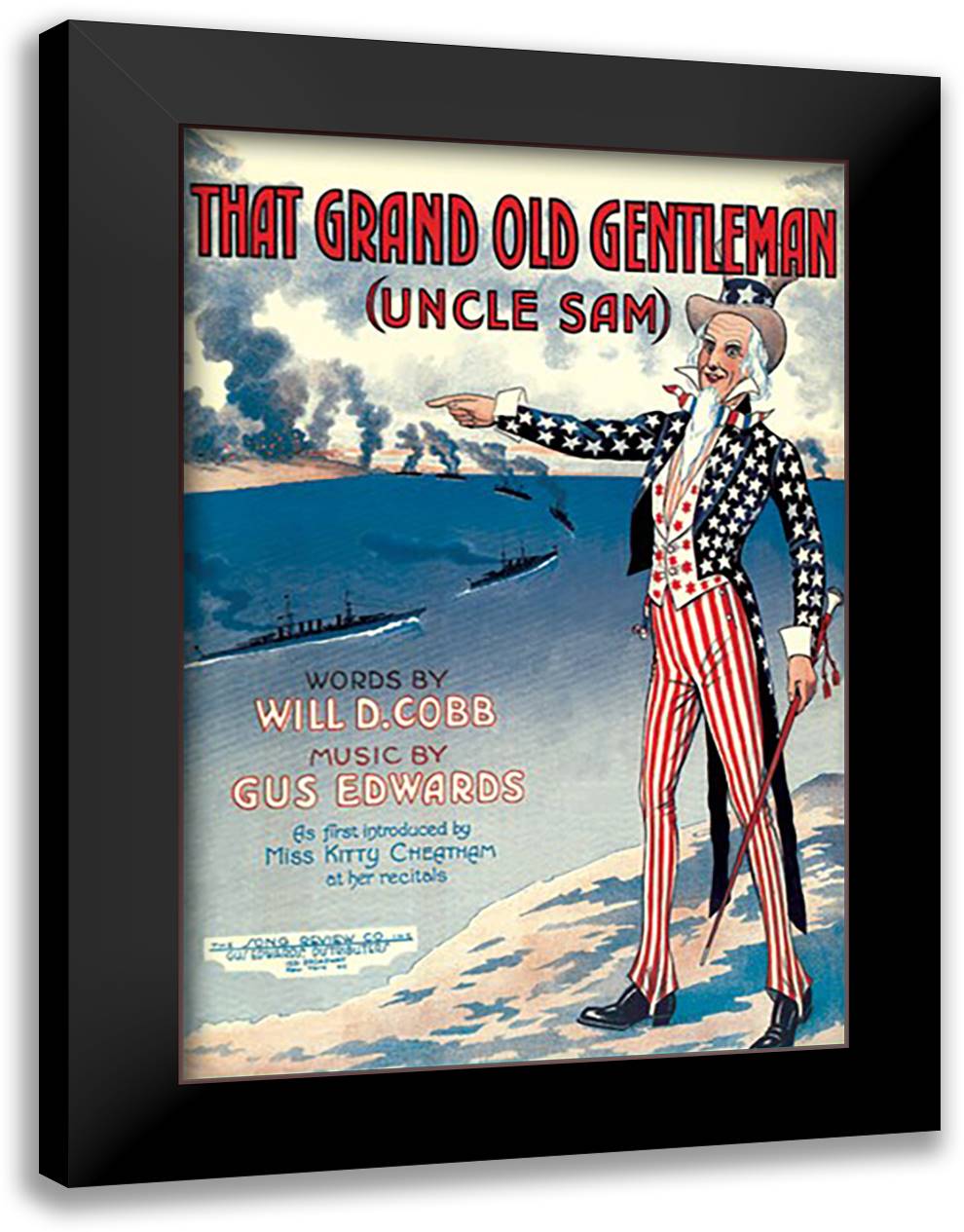 Grand Old Gentleman (Uncle Sam) 16x22 Black Modern Wood Framed Art Print Poster