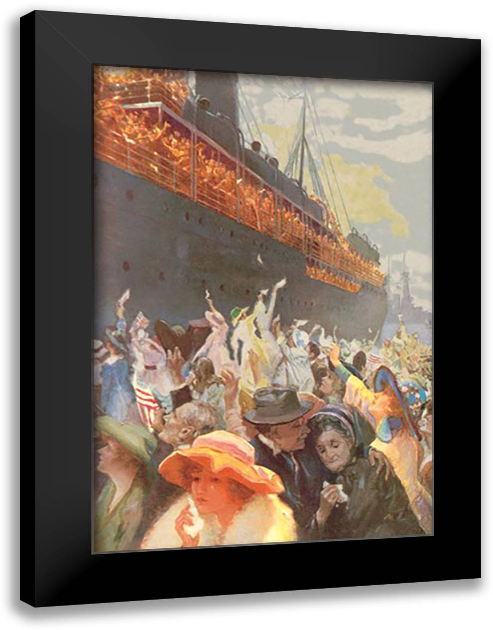 For France 16x22 Black Modern Wood Framed Art Print Poster