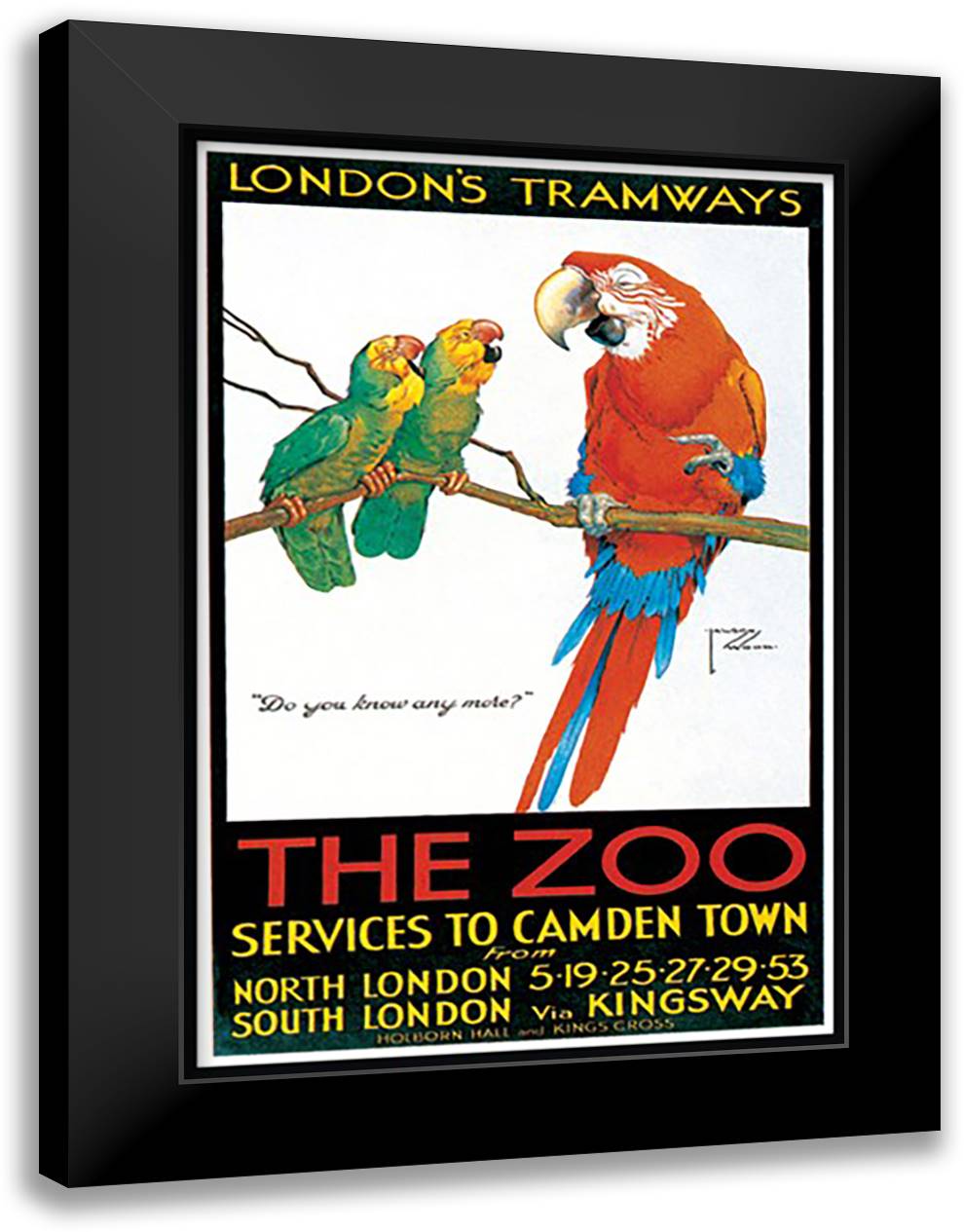 London's Tramways - The Zoo 16x22 Black Modern Wood Framed Art Print Poster by Wood, Lawson