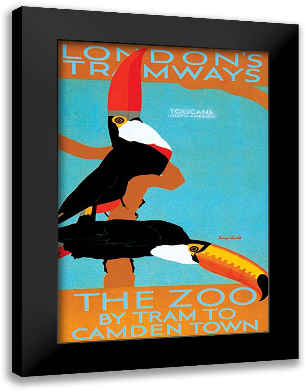 London Zoo: South American Toucans 16x22 Black Modern Wood Framed Art Print Poster by Castle, Tony