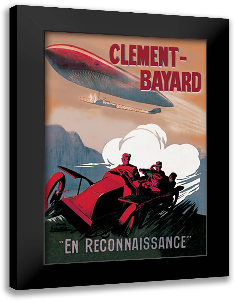 Clement-Bayard 16x22 Black Modern Wood Framed Art Print Poster by Montaut, Ernest