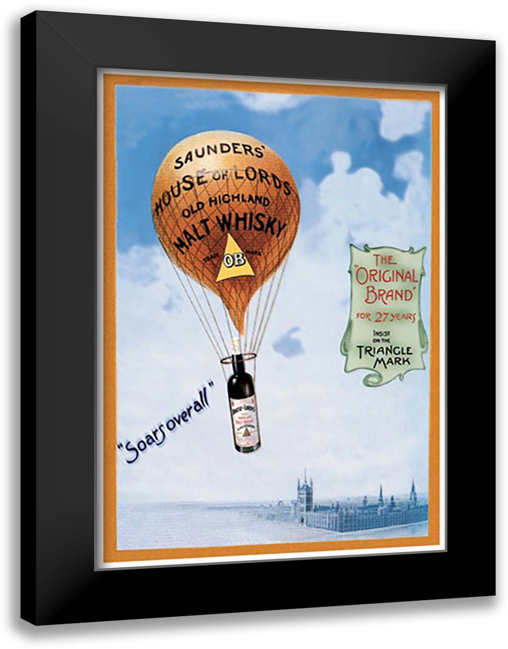 Saunders's House of Lords Whiskey 16x22 Black Modern Wood Framed Art Print Poster by Smith, Fred