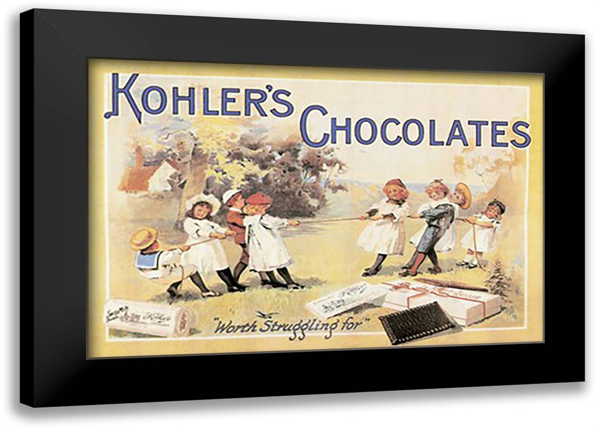 Kohler's Chocolates 22x16 Black Modern Wood Framed Art Print Poster