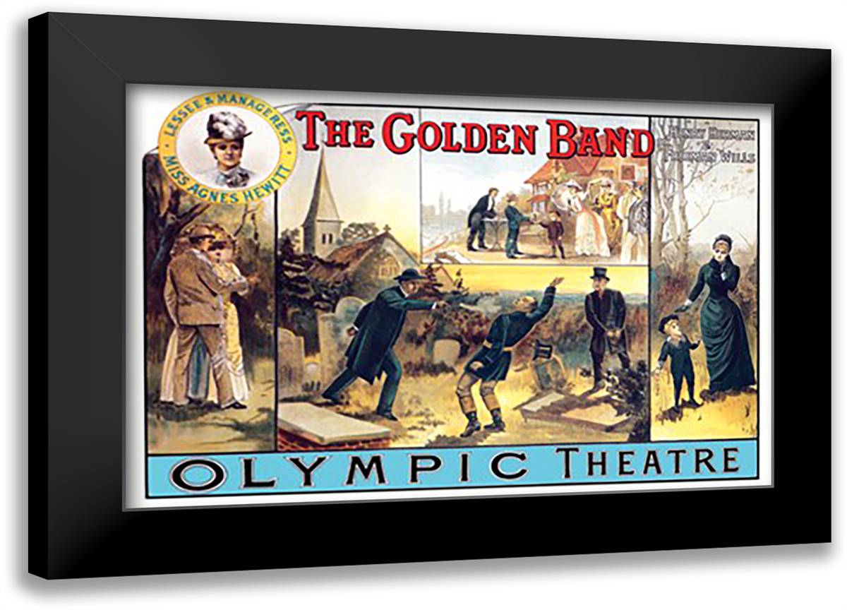 Golden Band at the Olympic Theatre 22x16 Black Modern Wood Framed Art Print Poster by Tuck, W. H.