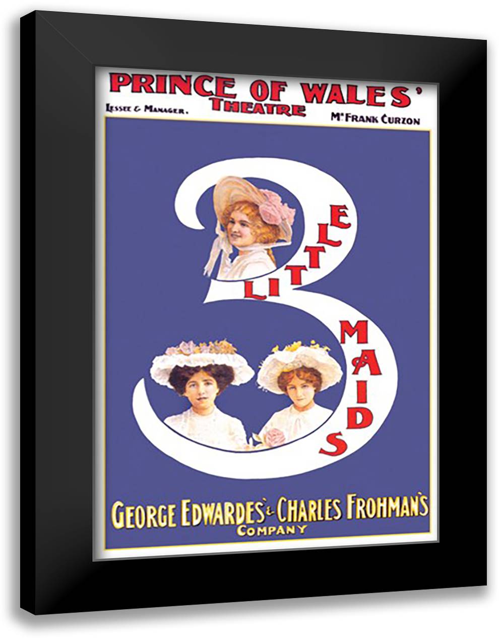 Three Little Maids at the Prince of Wales' Theatre 16x22 Black Modern Wood Framed Art Print Poster by Page, John