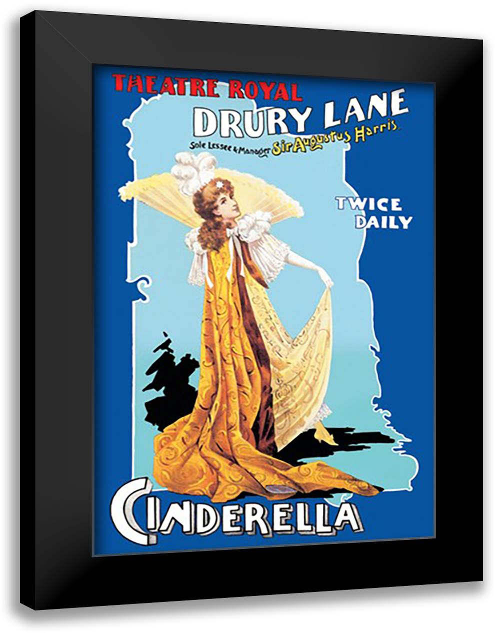 Cinderella at the Theatre Royal Drury Lane 16x22 Black Modern Wood Framed Art Print Poster by Helsby, Arthur Benjamin