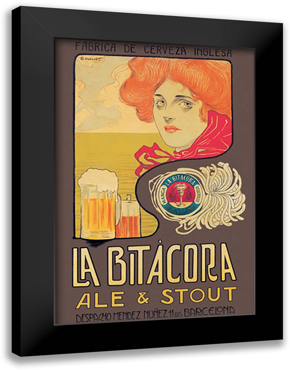 Bitacora Ale and Stout 16x22 Black Modern Wood Framed Art Print Poster by Nualart, Barral