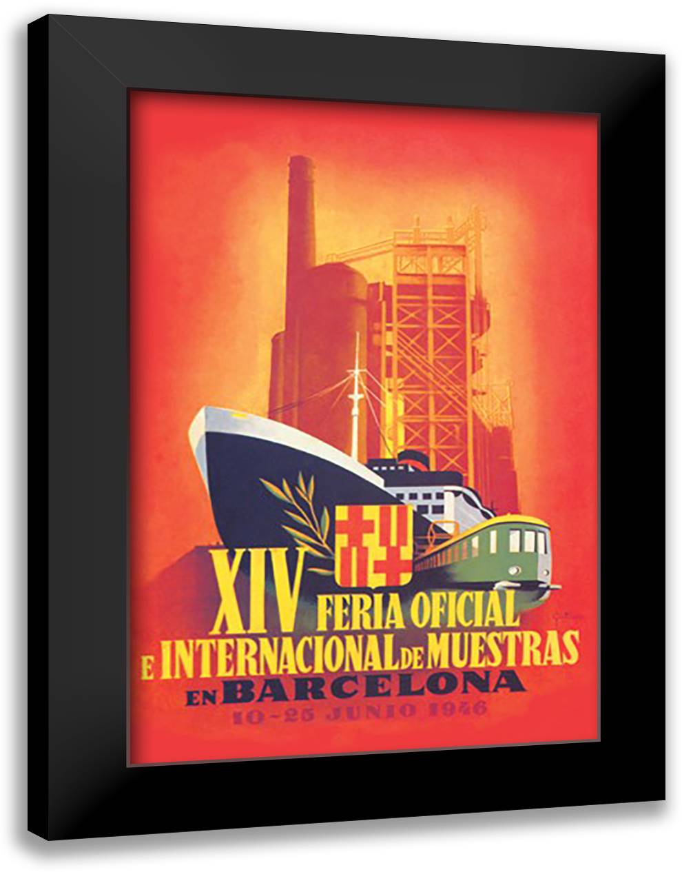 XIV Official International Model Fair in Barcelona #2 16x22 Black Modern Wood Framed Art Print Poster by Menecier, Guillermo
