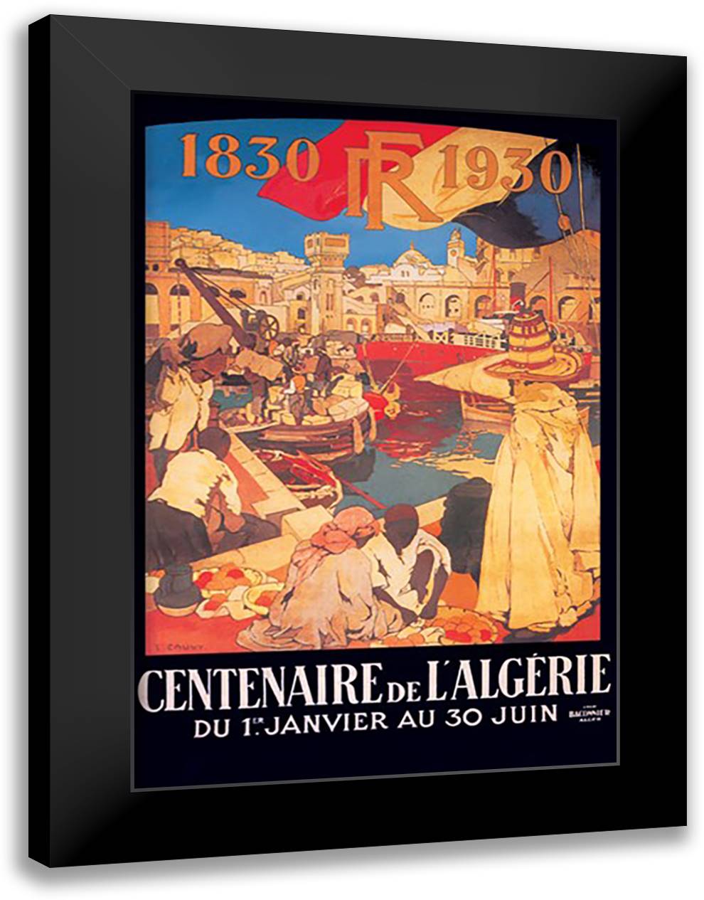 Centenaire de l'Algerie: 1830-1930 16x22 Black Modern Wood Framed Art Print Poster by Cavvy, Leon