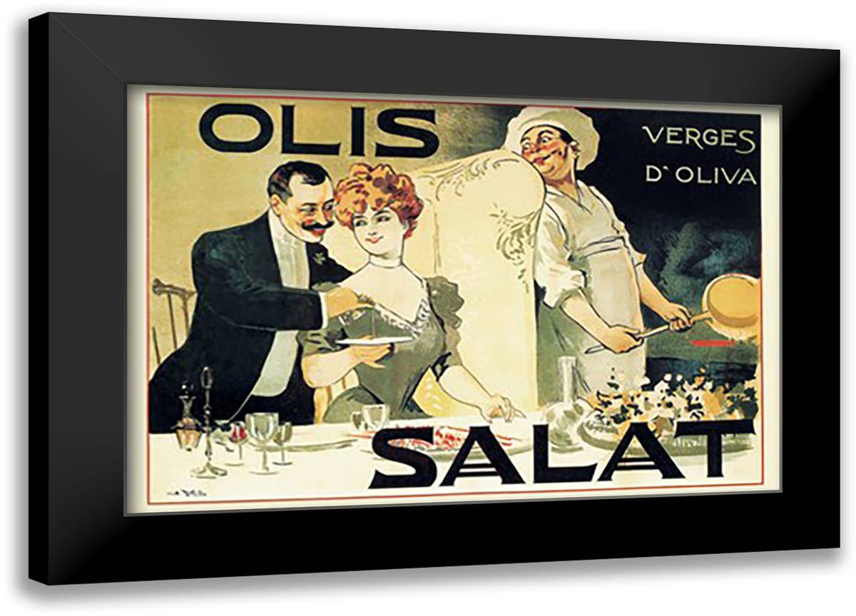 Olis Salat - Verges d'Oliva 22x16 Black Modern Wood Framed Art Print Poster by Norlind, E.