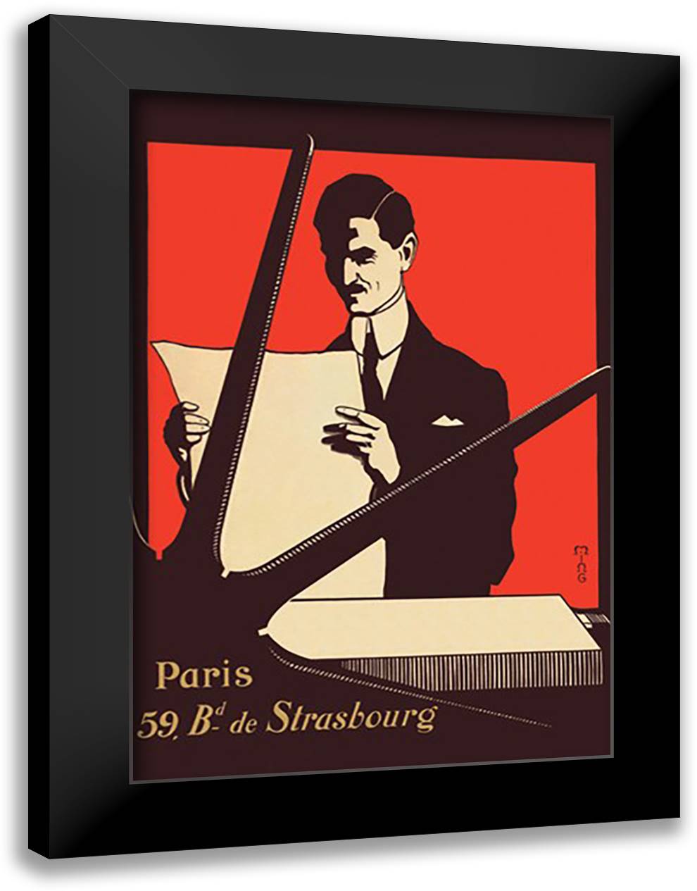 Paris 59 Bd de Strasbourg 16x22 Black Modern Wood Framed Art Print Poster