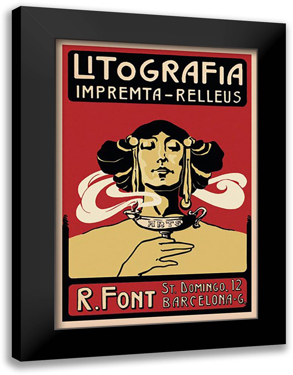 Litografia Impremta-Relleus 16x22 Black Modern Wood Framed Art Print Poster
