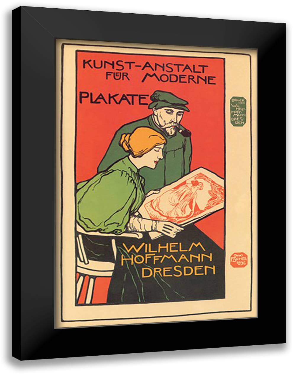 Printers of Modern Posters 16x22 Black Modern Wood Framed Art Print Poster by Fischer, Emil Paul